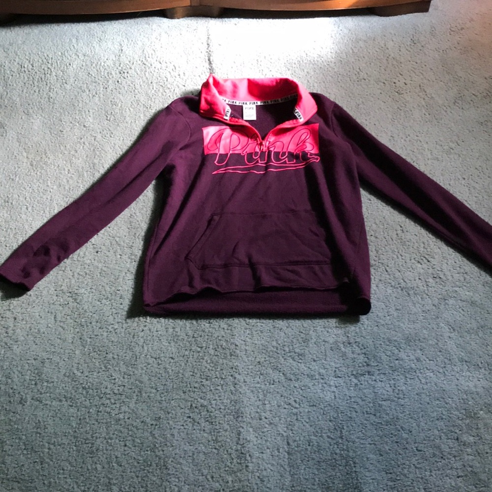 Lightly worn half zip PINK sweatshirt